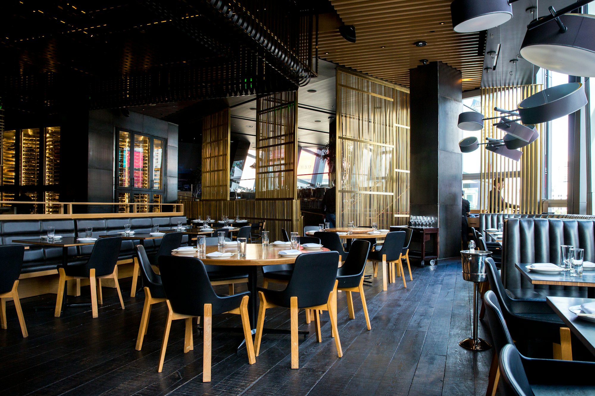 Warm restaurant dining room