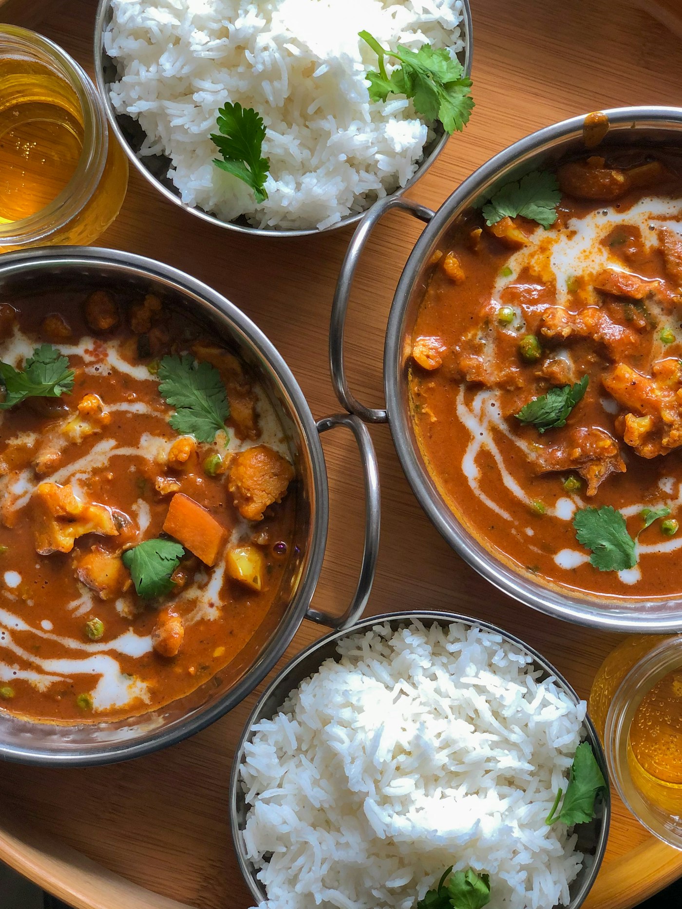 Vegetable curry bowls with basmati rice